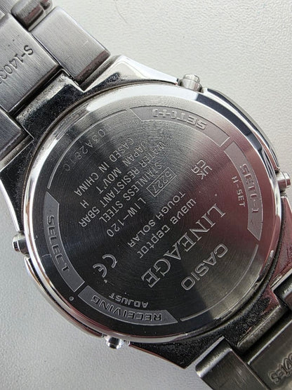 CASIO LINEAGE LIW-120 Tough Solar Radio Wave Mens Watch Black Dial Steel Strap