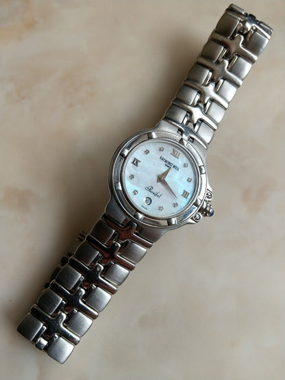 Raymond Weil 9995-PD White Mother Of Pearl Dial Quartz Watch Women Excellent