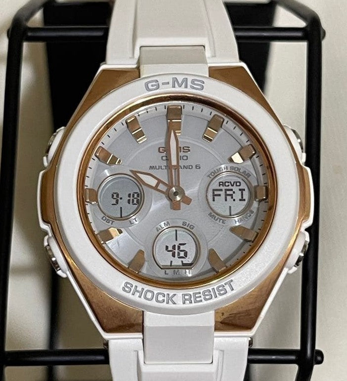 CASIO Baby-G G-MS MSG-W100G Tough Solar Womens Watch White Gold Dial Multiband
