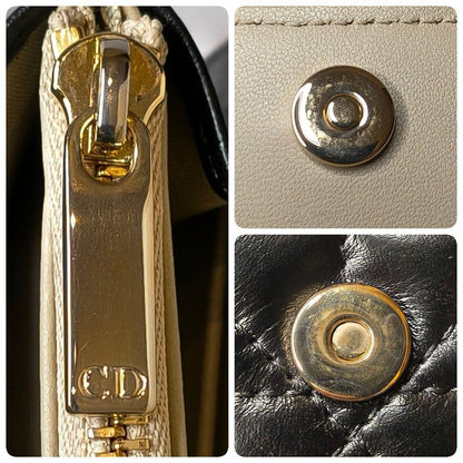 Authentic Christian Dior Canage Dior Caro Orchid Long Wallet Black Leather