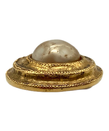 CHANEL Vintage Clip-On Earrings Faux Pearl Gold Tone Round 2.8cm France 90s CC