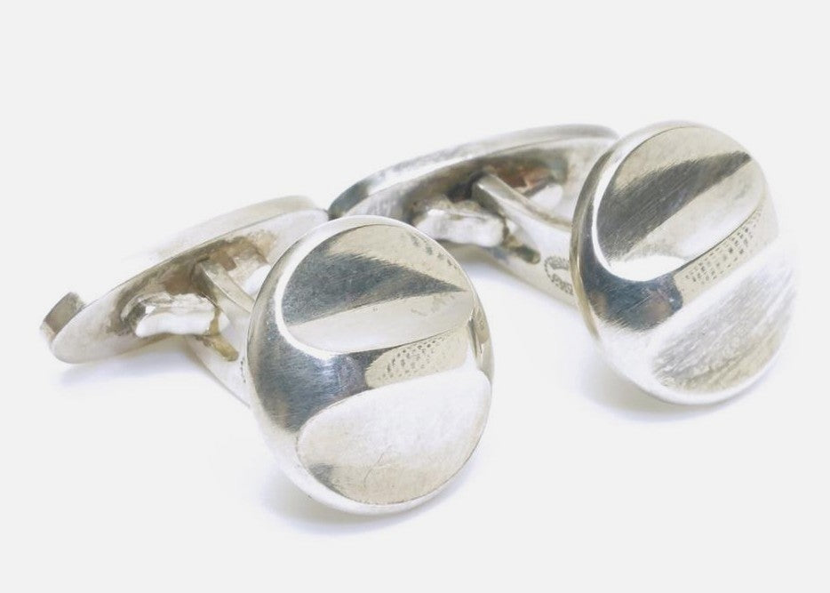 Georg Jensen CTV Cufflinks Sterling Silver 925 Denmark Round Men's Vintage 1.3cm