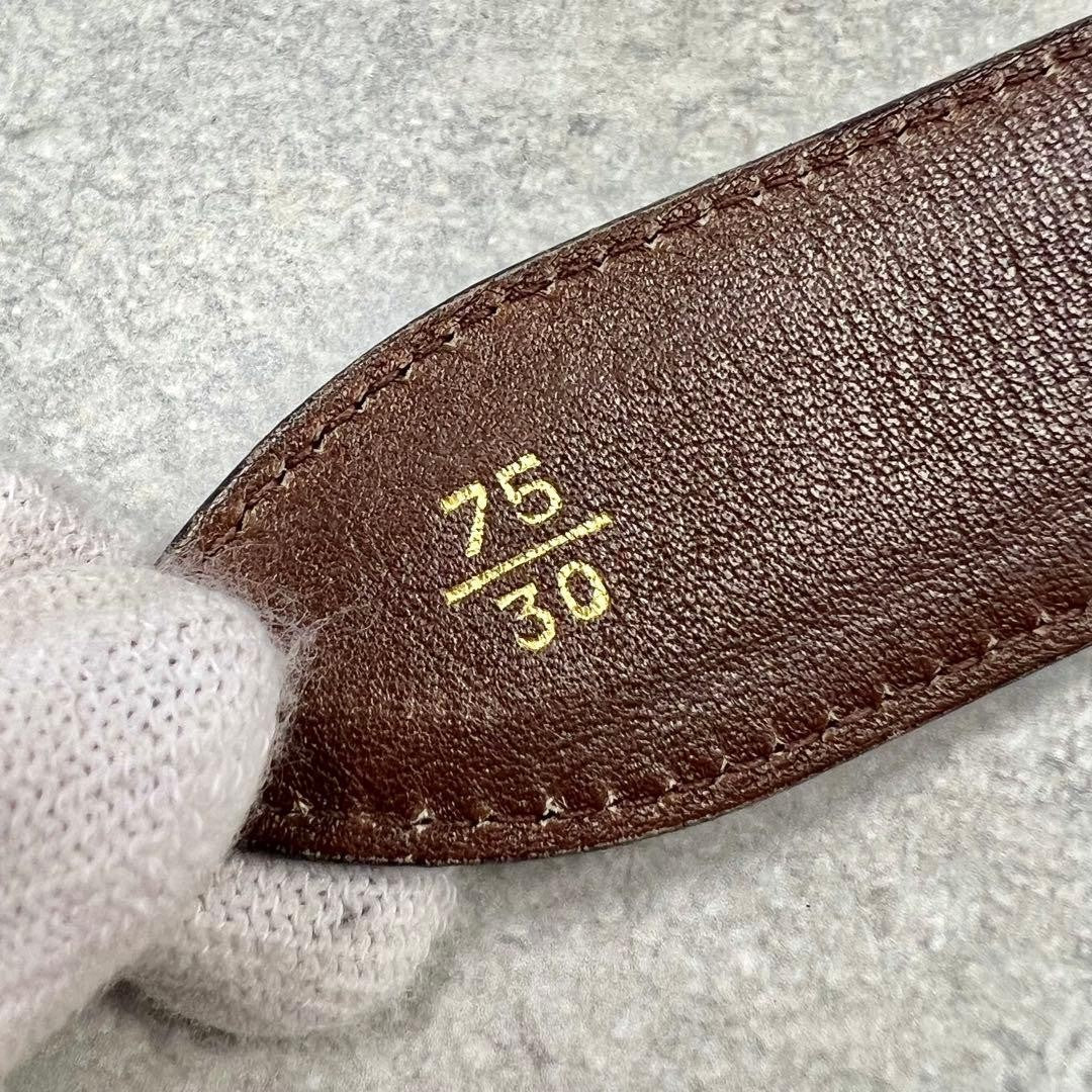 Gucci Interlocking G Gold Tone Buckle GG Canvas Leather Belt Size 75 30 L 89cm