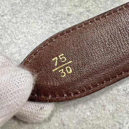 Gucci Interlocking G Gold Tone Buckle GG Canvas Leather Belt Size 75 30 L 89cm