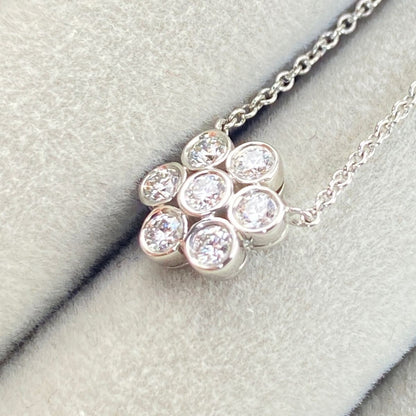 Tiffany & Co. Platinum Pt950 7P Diamond Flower Garden Necklace L 41cm 16"