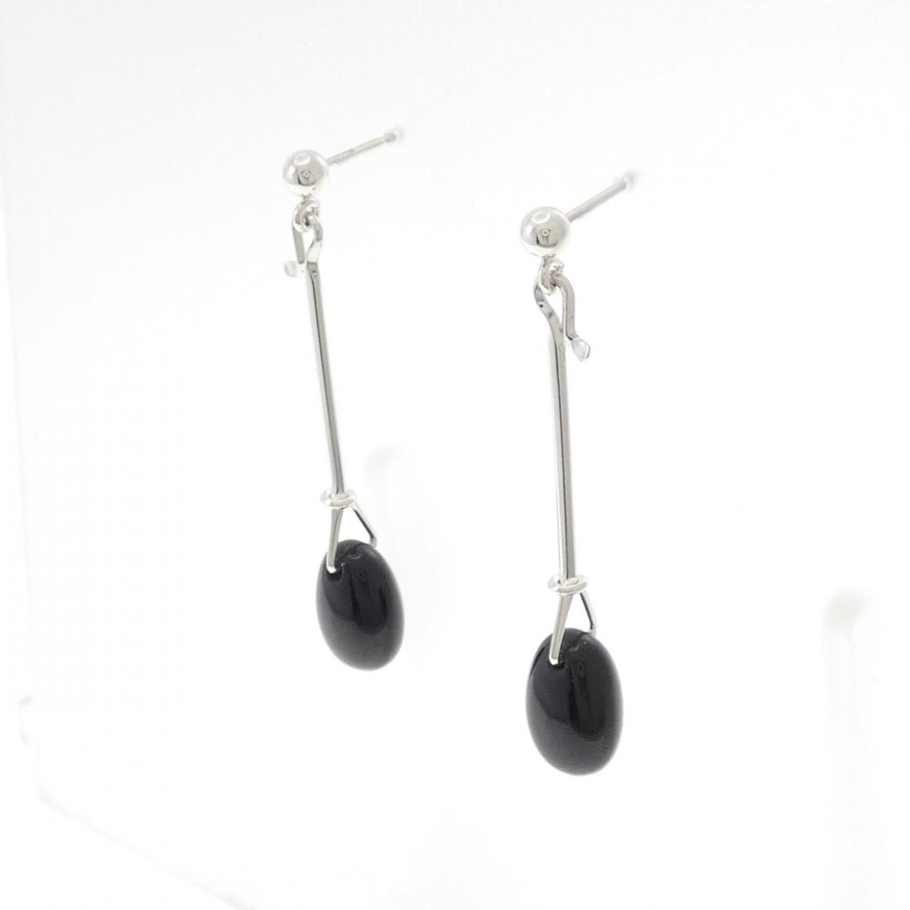 Georg Jensen Sterling Silver 925 Onyx Quartz Dew Drop Dangle Earrings