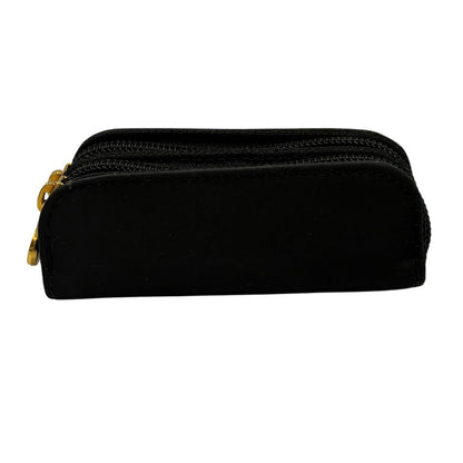 FENDI Pecan Double Zipper Lip Case Pouch Black Nylon Gold FF Logo Zip Pull