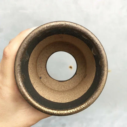Kamiyama Zundo Pot Shigarakiyaki Φ3.5”x 3.7" Agave caudex Cactus Japanese Bonsai