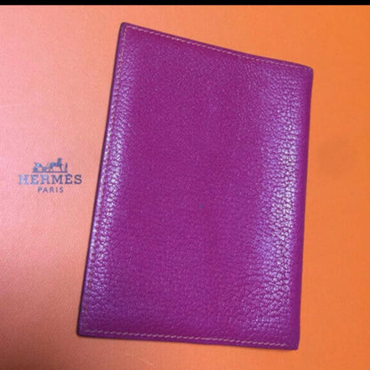 HERMES Agenda Notebook Cover Bicolor Purple Orange Leather Made in France Used