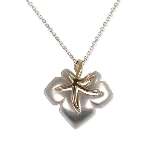 Tiffany & Co Sterling Silver 925 Yellow Gold 18k Nature Leaf Necklace L 42.5cm
