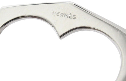 HERMES Vintage Bottle Opener Key Ring Gold Plated Silver Stainless France 4.9in