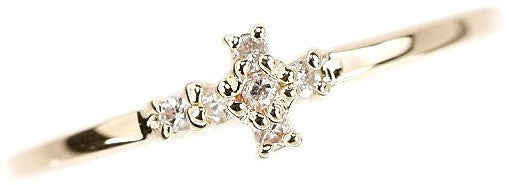 Agete Diamond Cross Ring K10 Yellow Gold Pinky Ring Slim Used US3.5 EU45 Japan
