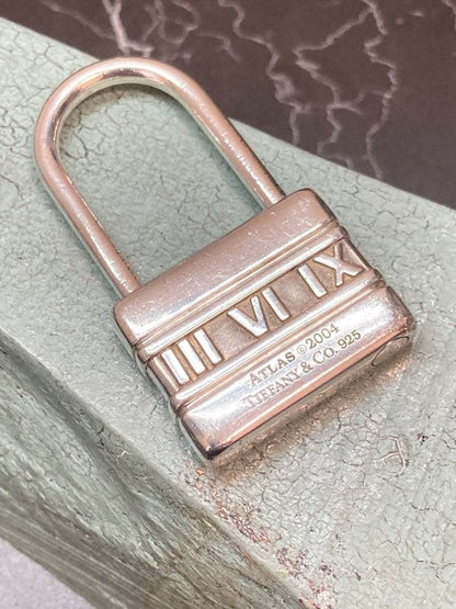 Rare Tiffany & Co ATLAS Padlock Silver 925 Key Ring Charm Authentic