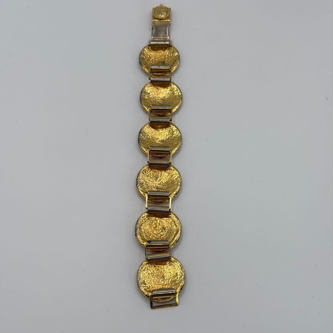Authentic Gianni Versace Coin Medusa Gold Tone Bracelet Bangle 6 Link L18 cm 7in