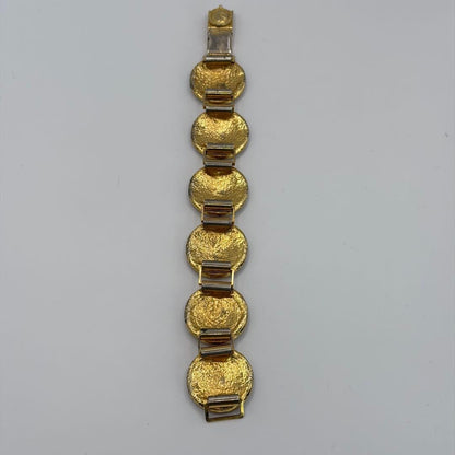 Authentic Gianni Versace Coin Medusa Gold Tone Bracelet Bangle 6 Link L18 cm 7in