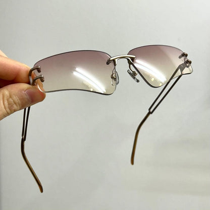 Alexander McQueen Authentic 42-0030 VTG Rimless Sunglasses Matte Brown Frame