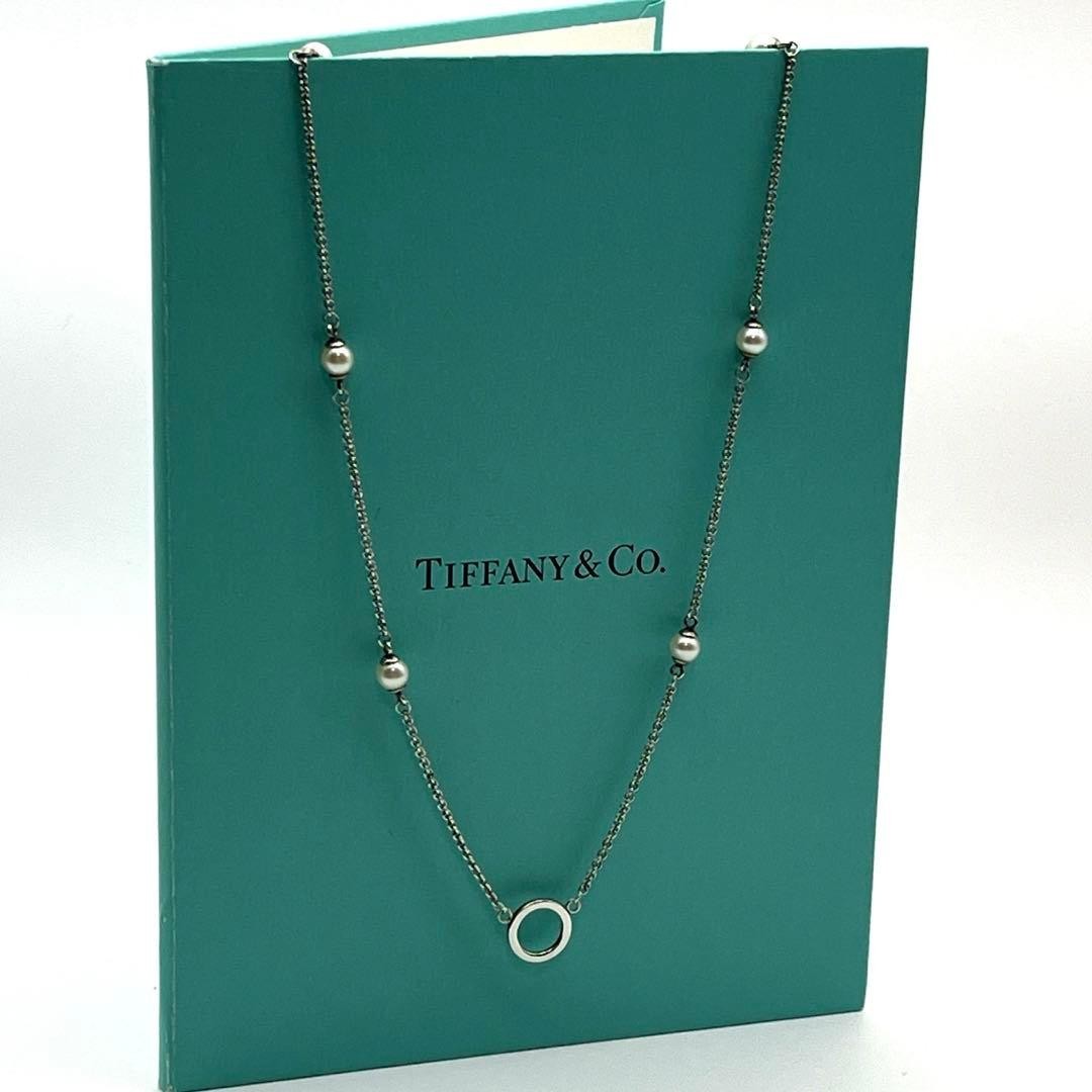 Tiffany & Co Silver 925 6P Pearl Station Necklace L 40cm 15.7in Rare
