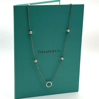 Tiffany & Co Silver 925 6P Pearl Station Necklace L 40cm 15.7in Rare