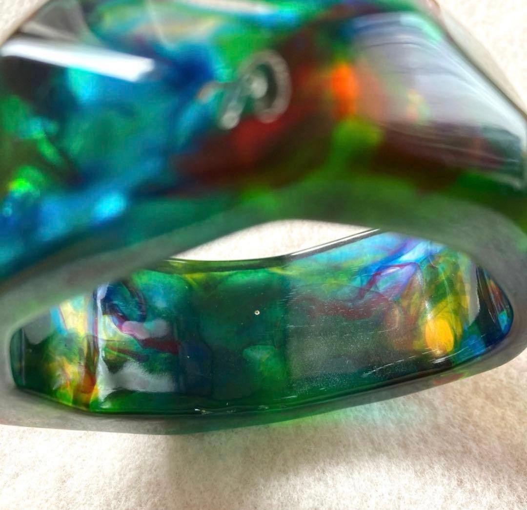 Christian Lacroix Vtg Acrylic Bangle Bracelet Clear Wide 3cm 1.2" Dia 9cm Used