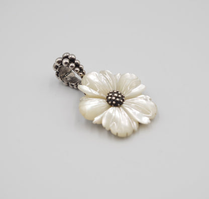 Stephen Dweck Mother of Pearl Sterling Silver 925 Flower Pendant Top Charm