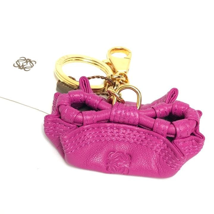 Authentic Loewe Anagram Nappa Aire Keychain Bag Charm Leather Pink Near Mint