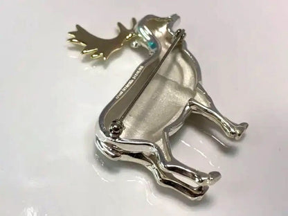 Vintage Tiffany & Co Deer 1988 Sterling Silver 925 x Gold 750 Brooch Used Rare