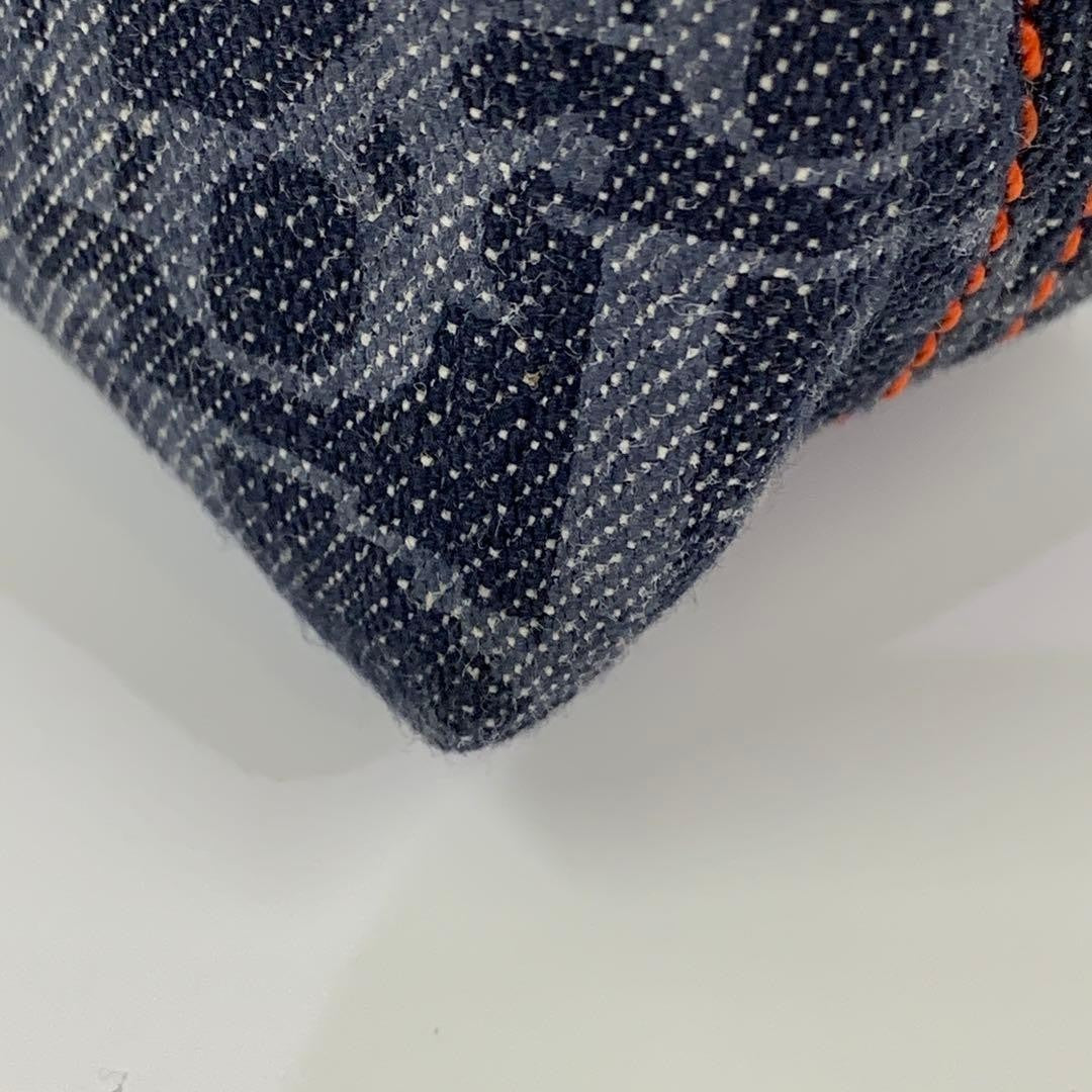 Christian Dior Pouch Trotter Navy Denim Orange Authentic CM1006 Used