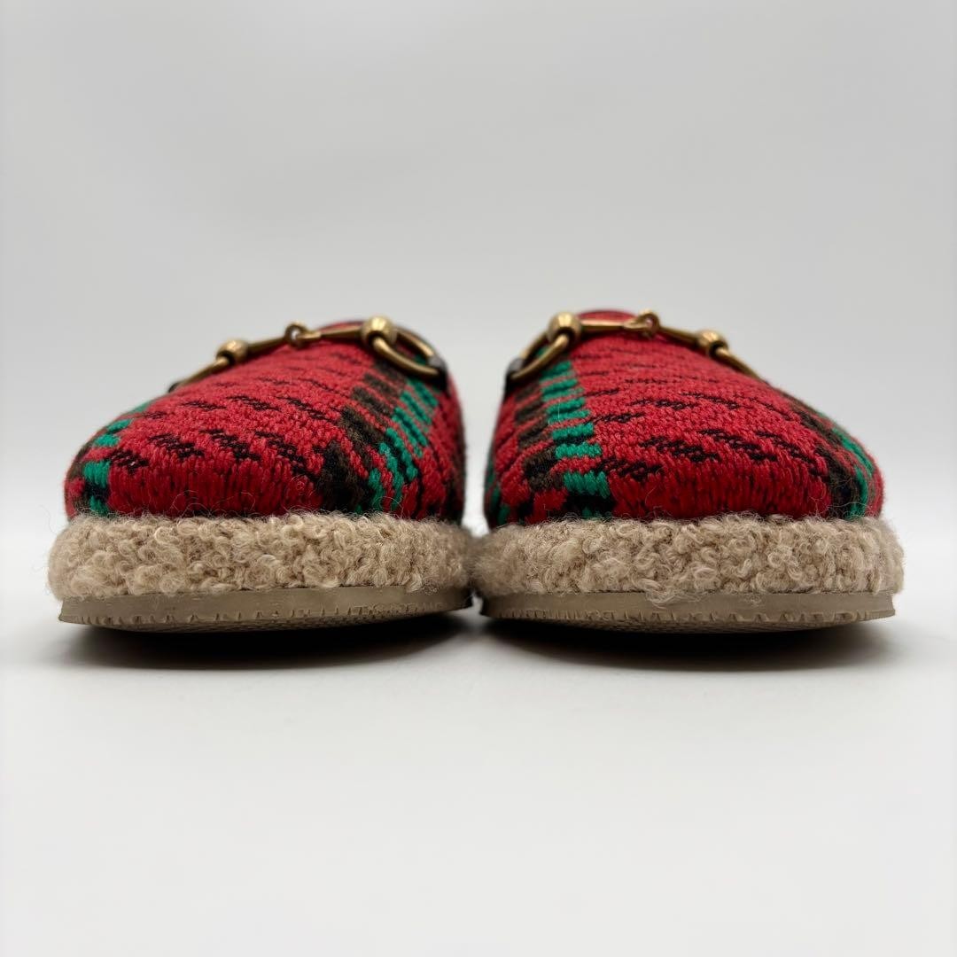 Gucci Horsebit Boa Slippers Slip-On Sandals Houndstooth Tweed Size 36 US 6 Women