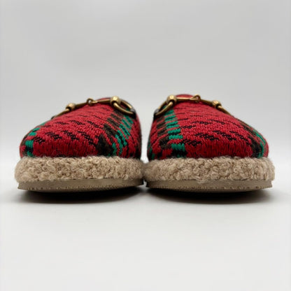 Gucci Horsebit Boa Slippers Slip-On Sandals Houndstooth Tweed Size 36 US 6 Women