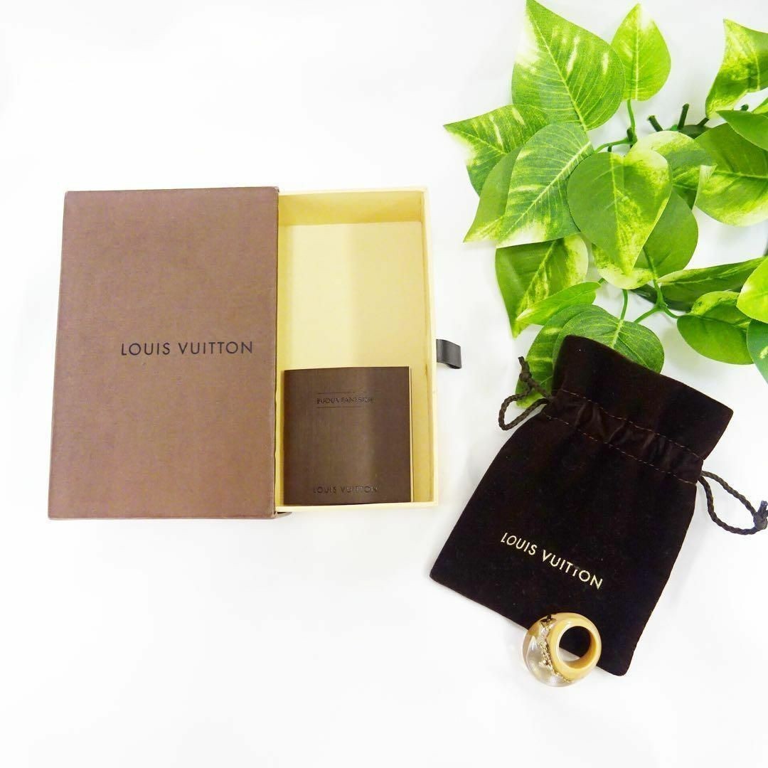 Excellent Louis Vuitton Berg Unclusion Ring Size US 5 Beige Gold Tone With Box