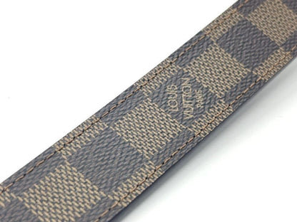 LOUIS VUITTON Damier Ceinture Brown Leather 5 Holes Belt Women Size 80 32