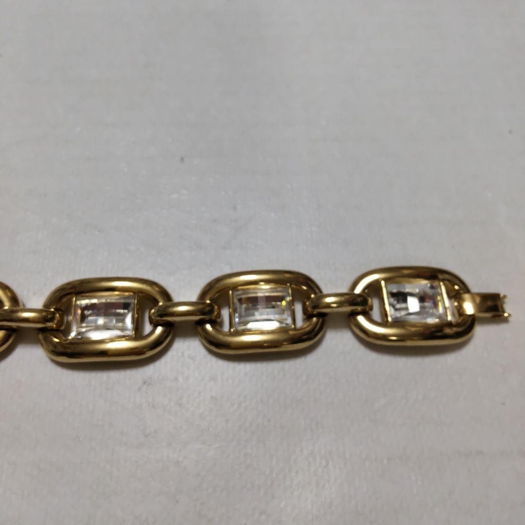 Christian Dior Vintage Crystal Bracelet Gold Plated Authentic From Japan