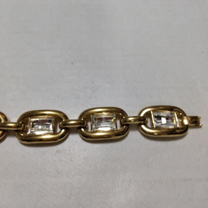 Christian Dior Vintage Crystal Bracelet Gold Plated Authentic From Japan
