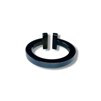 Tiffany & Co Black-coated Stainless Steel T Square Ring Size 49 US 4.75-5