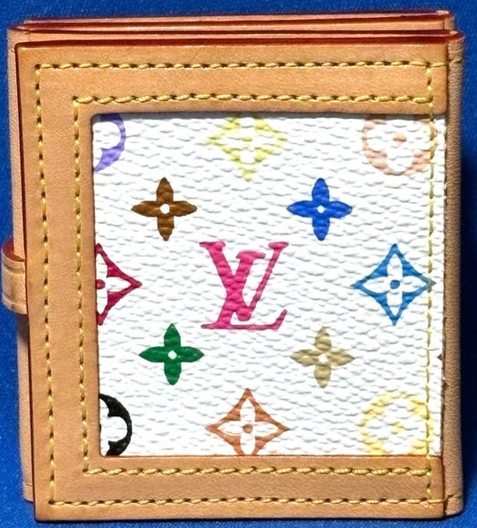 Louis Vuitton Monogram Multicolor Porto Photo 4 Volet Photo Case White 2.6" Used