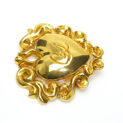 Christian Lacroix Authentic Vintage Heart Brooch Gold 5.8x5.5 cm 2.3x2.2" Used
