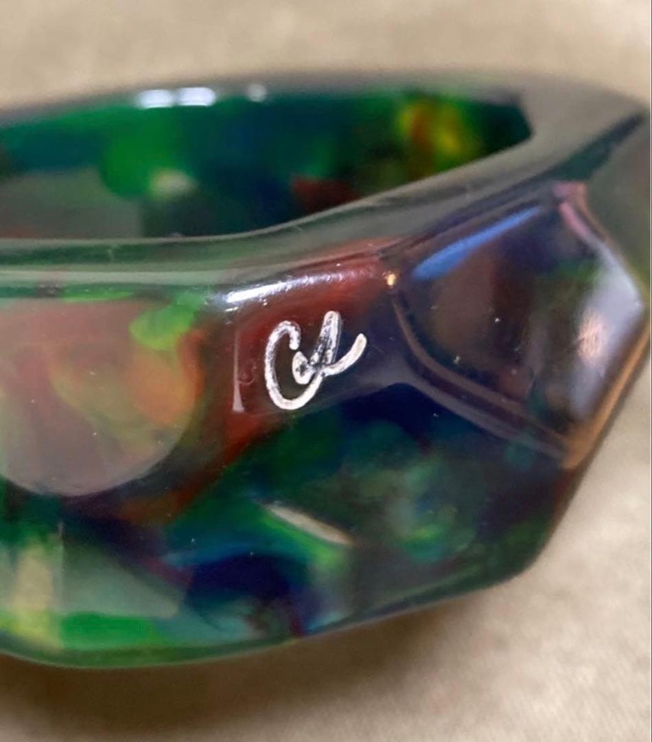 Christian Lacroix Vtg Acrylic Bangle Bracelet Clear Wide 3cm 1.2" Dia 9cm Used