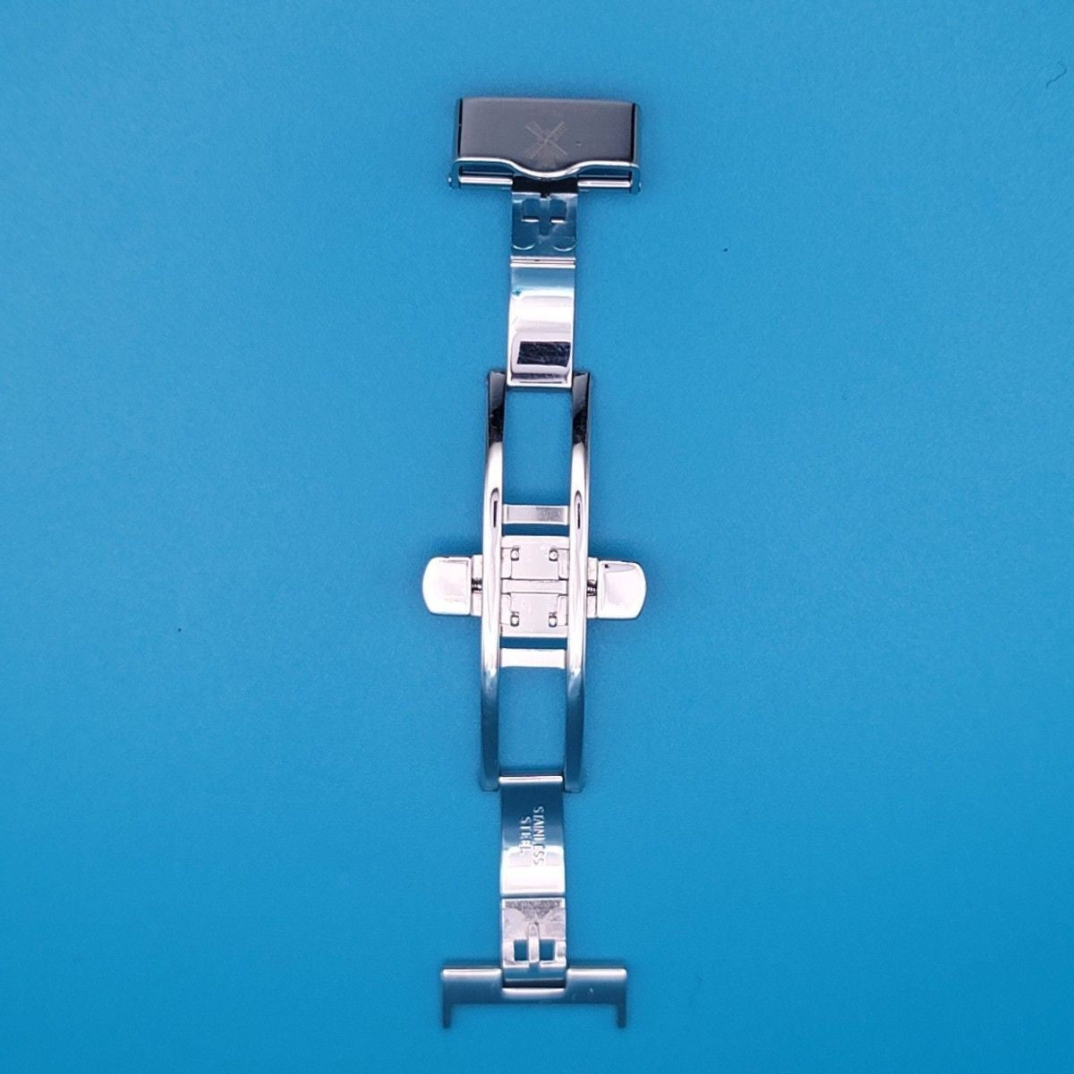 MUHLE GLASHUTTE 16mm Silver Tone Butterfly Buckle Used