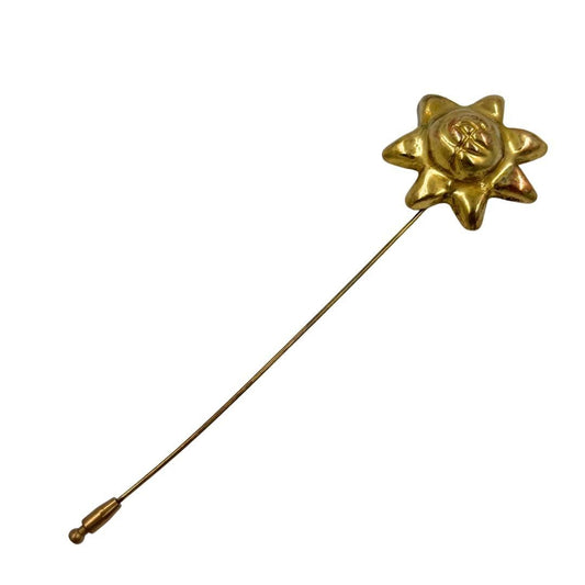 Christian Lacroix Sun Motif Gold Pin Brooch 4x4cm 1.6x1.6" 16cm 6.3" Used VTG