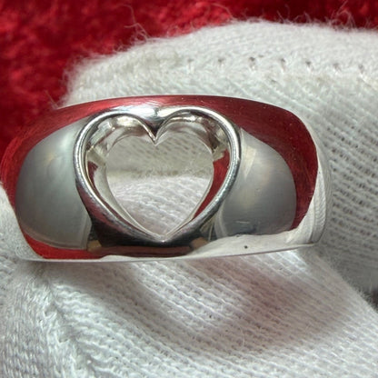 Georg Jensen # 320 Sterling Silver 925 Heart Ring Size 51.5 US 5.75 Excellent