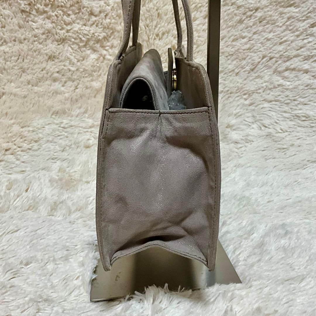Rare LOEWE Brown Embossed Leather Canvas Greige Handbag Mini Pouch Used