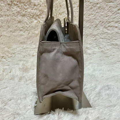 Rare LOEWE Brown Embossed Leather Canvas Greige Handbag Mini Pouch Used