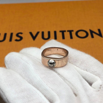 LOUIS VUITTON M00217 Nanogram Ring Pink Gold Metal Monogram Size S US 5 Auth