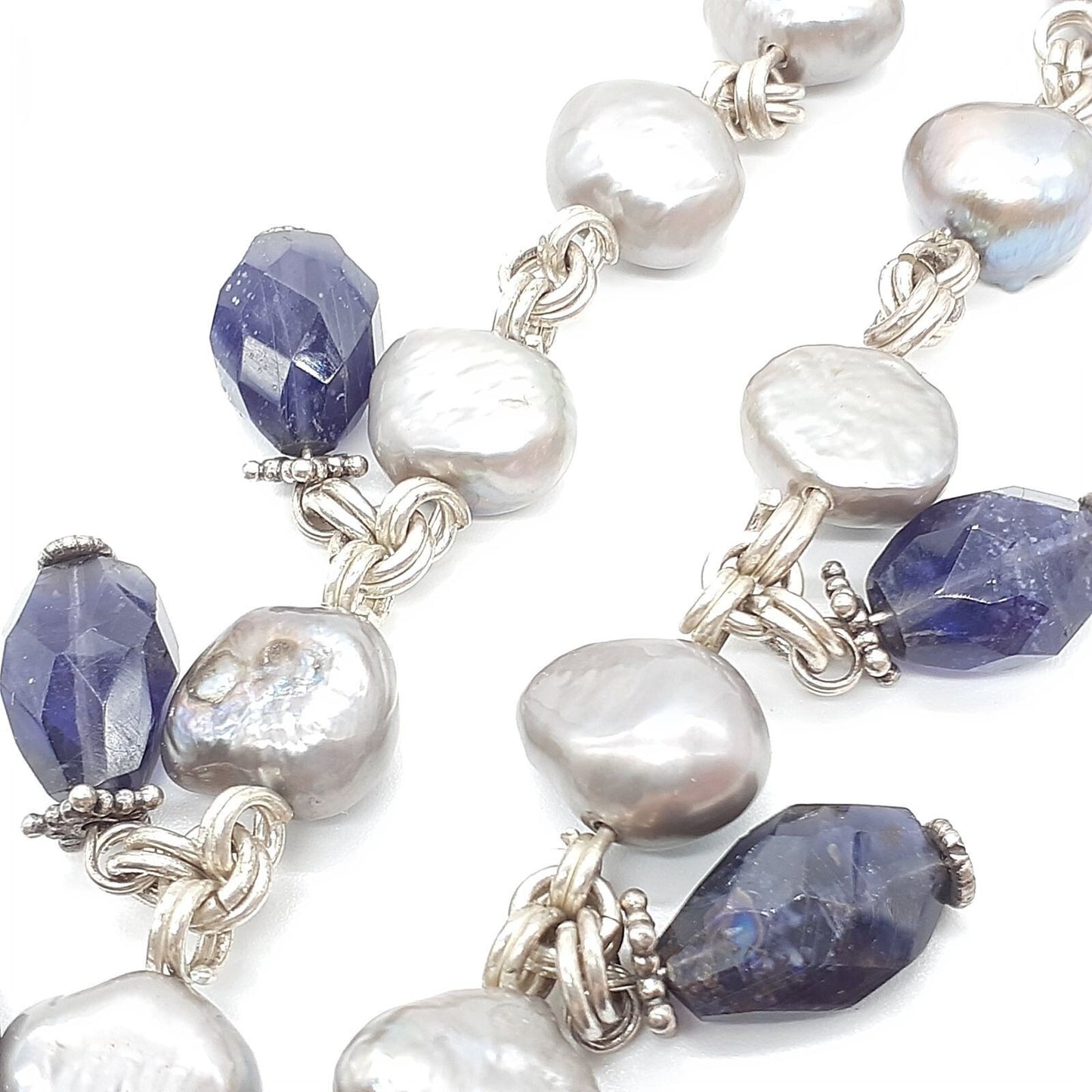 Stephen Dweck Black Pearl Amethyst Sterling Silver 925 Necklace L 16" Toggle