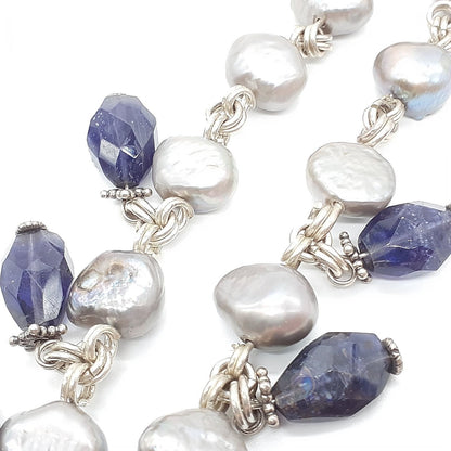 Stephen Dweck Black Pearl Amethyst Sterling Silver 925 Necklace L 16" Toggle