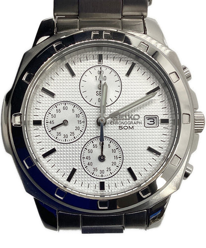 SEIKO Chronograph 7T92-0CA0 Mens Watch White Dial Stainless Steel Quartz 50M