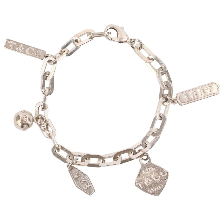 Excellent Tiffany & Co Sterling Silver 925 1837 5 Charm Oval Chain Link Bracelet