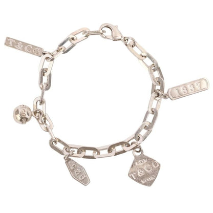 Excellent Tiffany & Co Sterling Silver 925 1837 5 Charm Oval Chain Link Bracelet