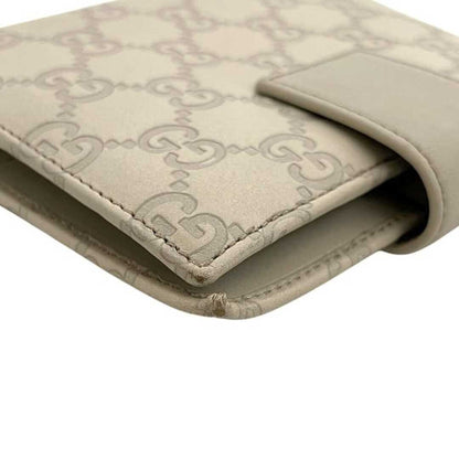 GUCCI Shima Line Agenda Cover 6-Ring System Notebook Beige White Leather Italy