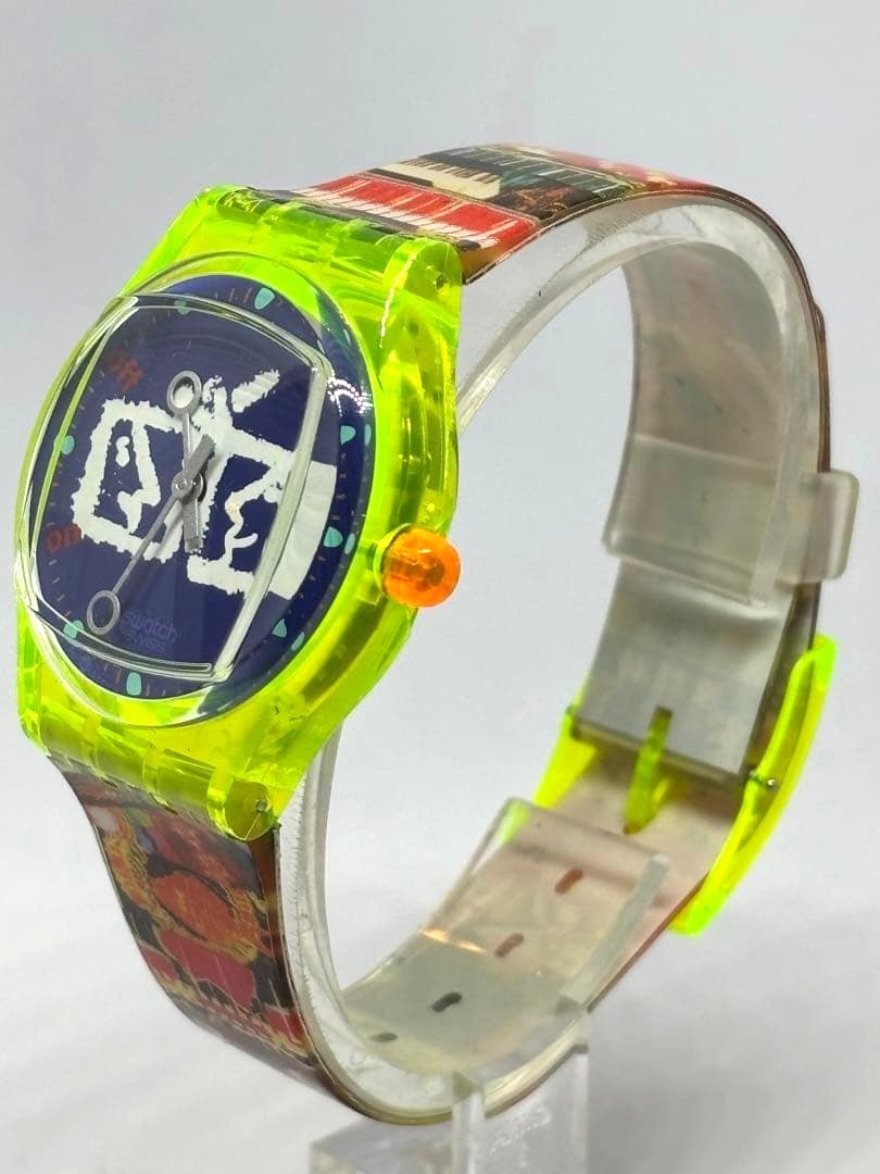 Swatch Nam June Paik Artist Collaboration Quartz Watch Neon Green Resin Case
